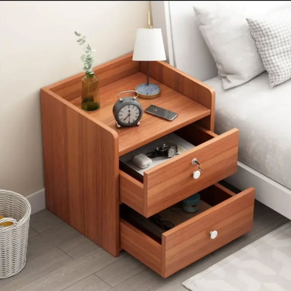 wooden bed box side box